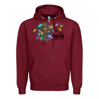 Burgundy he is risen matthew 28 6 cross with butterflies cowhide background Zipper Hoodie - BarkalooDesign