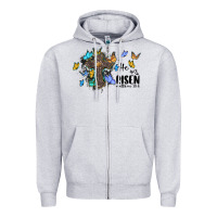 Heather Grey he is risen matthew 28 6 cross with butterflies cowhide background Zipper Hoodie - BarkalooDesign