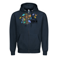 Navy he is risen matthew 28 6 cross with butterflies cowhide background Zipper Hoodie - BarkalooDesign