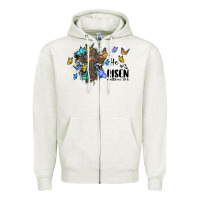 He Is Risen Matthew 28 6 Cross With Butterflies Cowhide Background Zipper Hoodie | Teevron