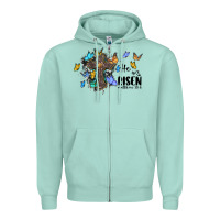 Seafoam he is risen matthew 28 6 cross with butterflies cowhide background Zipper Hoodie - BarkalooDesign
