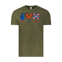 Vintage Olive Peace Love America Vintage Tee - Jasminsmagicworld