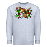 Heather Grey joy with baby cow and christmas gifts mistletoe Premium Sweatshirt - AdoDesignShop