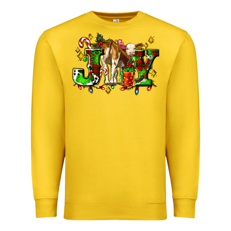 Joy With Baby Cow And Christmas Gifts Mistletoe Premium Sweatshirt by AdoDesignShop | Teevron