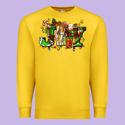 Joy With Baby Cow And Christmas Gifts Mistletoe Premium Sweatshirt Designed By Adodesignshop