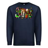 Navy joy with baby cow and christmas gifts mistletoe Premium Sweatshirt - AdoDesignShop