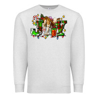 Oatmeal Heather joy with baby cow and christmas gifts mistletoe Premium Sweatshirt - AdoDesignShop