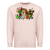 Pale Pink joy with baby cow and christmas gifts mistletoe Premium Sweatshirt - AdoDesignShop