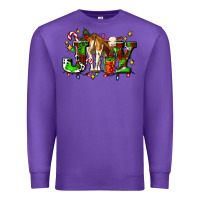 Purple joy with baby cow and christmas gifts mistletoe Premium Sweatshirt - AdoDesignShop