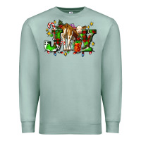 Seafoam joy with baby cow and christmas gifts mistletoe Premium Sweatshirt - AdoDesignShop