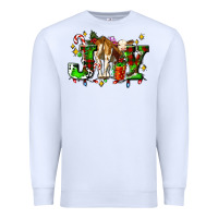 White joy with baby cow and christmas gifts mistletoe Premium Sweatshirt - AdoDesignShop