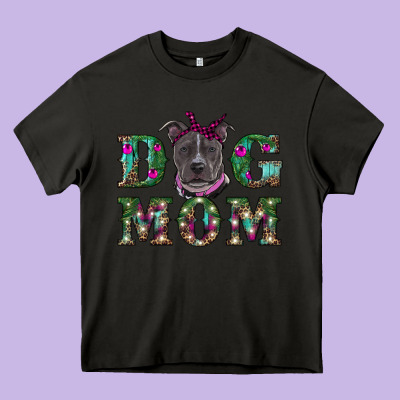 Christmas Dog Mom Pitbull Heavy Core Tee Designed By Ranaportraitstore