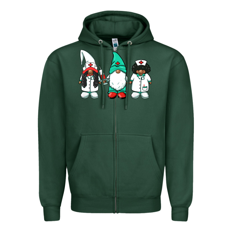 African American Nurse Gnomies Medical Gnomies Zipper Hoodie by BarkalooDesign | Teevron