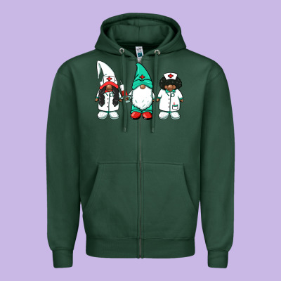African American Nurse Gnomies Medical Gnomies Zipper Hoodie Designed By Barkaloodesign