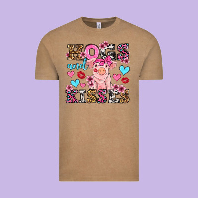 Hogs And Kisses Pig  Olivia Vintage Tee Designed By Oliviacreatesart