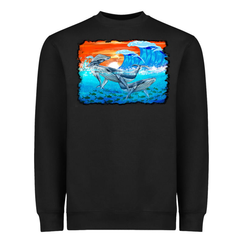Humpback Whale And Wave Background Heavyweight Sweatshirt by BarkalooDesign | Teevron