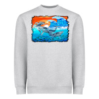 Heather Grey humpback whale and wave background Heavyweight Sweatshirt - BarkalooDesign