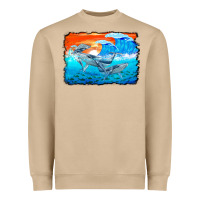 Mushroom humpback whale and wave background Heavyweight Sweatshirt - BarkalooDesign