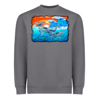 Storm humpback whale and wave background Heavyweight Sweatshirt - BarkalooDesign