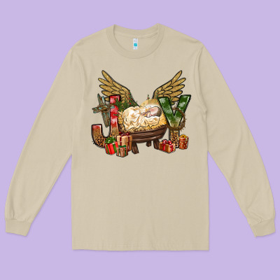 Joy Christmas With Baby Jesus Bbs Long Sleeve Tee Designed By Bundleandbundleshop