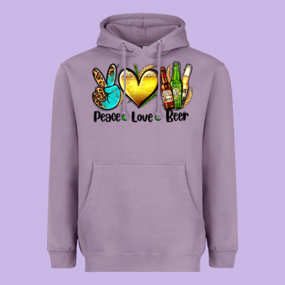 Peace Love Beer Heavyweight Hoodie Designed By Adodesignshop