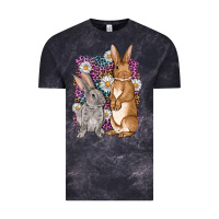 Cloud Black Bunnys Easter with leopard background Vintage Tee - OliviaCreatesArt