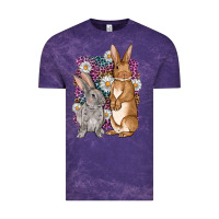 Cloud Purple Bunnys Easter with leopard background Vintage Tee - OliviaCreatesArt