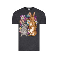Vintage Black Bunnys Easter with leopard background Vintage Tee - OliviaCreatesArt