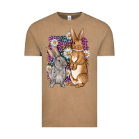 Vintage Coffee Bunnys Easter with leopard background Vintage Tee - OliviaCreatesArt