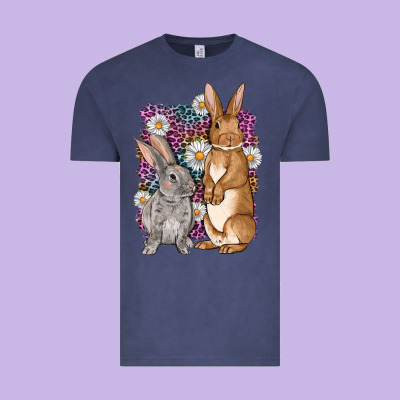 Bunnys Easter With Leopard Background Vintage Tee Designed By Oliviacreatesart