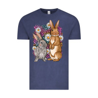 Vintage Denim Bunnys Easter with leopard background Vintage Tee - OliviaCreatesArt