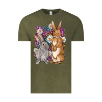 Vintage Olive Bunnys Easter with leopard background Vintage Tee - OliviaCreatesArt