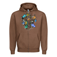 Chestnut cross with butterflies cowhide background Zipper Hoodie - BarkalooDesign