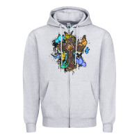 Cross With Butterflies Cowhide Background Zipper Hoodie | Teevron