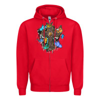Red cross with butterflies cowhide background Zipper Hoodie - BarkalooDesign