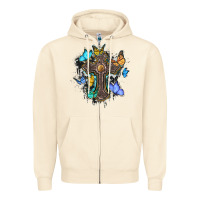 Sandshell cross with butterflies cowhide background Zipper Hoodie - BarkalooDesign