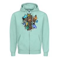 Seafoam cross with butterflies cowhide background Zipper Hoodie - BarkalooDesign