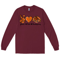 Burgundy peace love thanksgiving bbs Long Sleeve Tee - BundleAndBundleShop