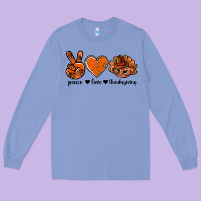 Peace Love Thanksgiving Bbs Long Sleeve Tee Designed By Bundleandbundleshop