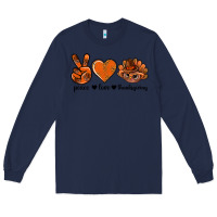 Navy peace love thanksgiving bbs Long Sleeve Tee - BundleAndBundleShop