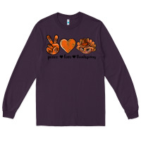 Plum peace love thanksgiving bbs Long Sleeve Tee - BundleAndBundleShop