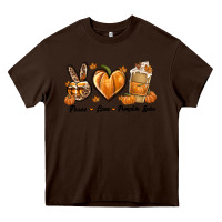 Chocolate Brown Peace Love Pumpkin Spice Heavy Core Tee - texasbilliewilder