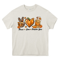 Cream Peace Love Pumpkin Spice Heavy Core Tee - texasbilliewilder