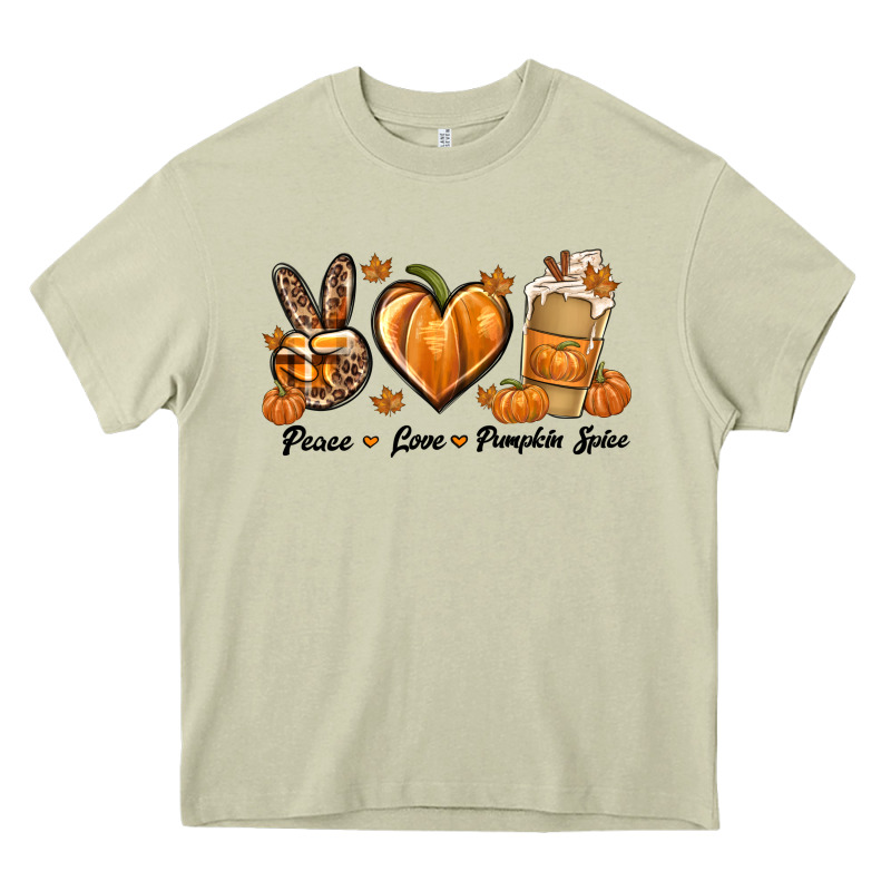 Peace Love Pumpkin Spice Heavy Core Tee by texasbilliewilder | Teevron