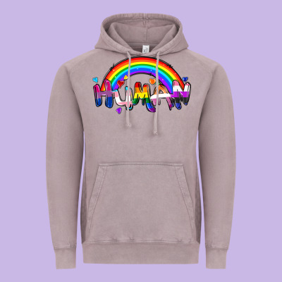 Human Pride Vintage Hoodie Designed By Fadigitalartstudio