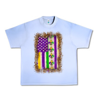 Mardi Gras Usa Flag Leopard Urban Heavy Tee | Teevron