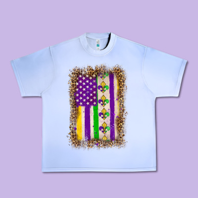 Mardi Gras Usa Flag Leopard Urban Heavy Tee Designed By Oliviacreatesart