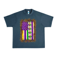 Midnight Navy mardi gras usa flag leopard Urban Heavy Tee - OliviaCreatesArt