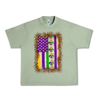 Oil Green mardi gras usa flag leopard Urban Heavy Tee - OliviaCreatesArt