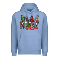 Colony Blue Merry Christmas Premium Hoodie - CowhideDigitalArt